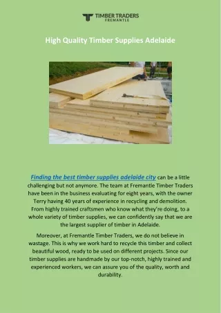 High Quality Timber Supplies Adelaide