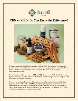 CBN vs. CBD: Do You Know the Difference?
