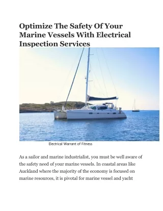 Optimize The Safety Of Your Marine Vessels With Electrical Inspection Services