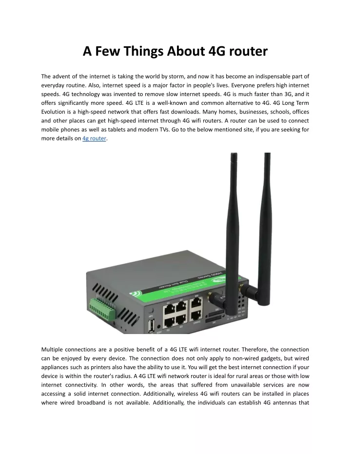 a few things about 4g router