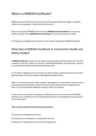 what is a nebosh certificate