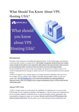 what should you know about vps hosting usa