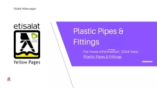 Plastic Pipes & Fittings Manufacturers & Suppliers in UAE