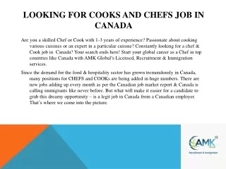 Hiring Cooks and Chefs in Canada.
