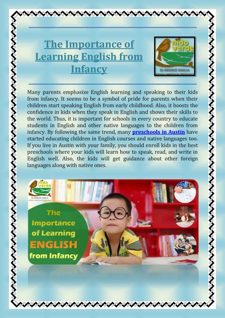 the importance of learning english from infancy