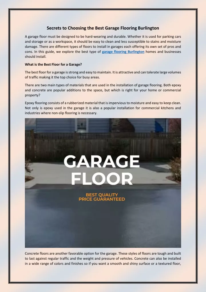 secrets to choosing the best garage flooring