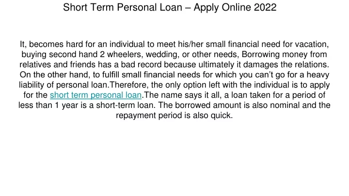 short term personal loan apply online 2022 short term personal loan apply online 2022