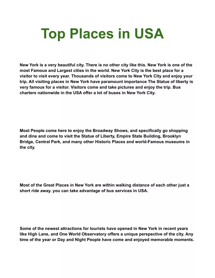 top places in usa