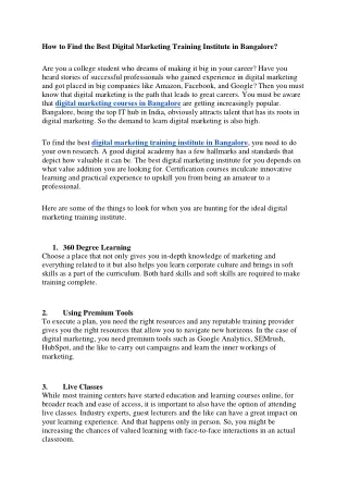 how to find the best digital marketing training