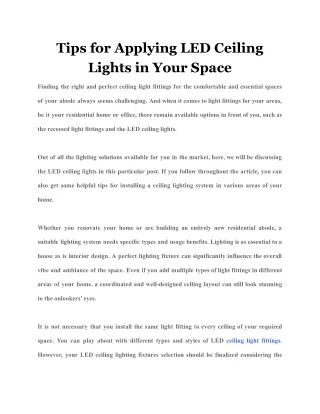 tips for applying led ceiling lights in your space