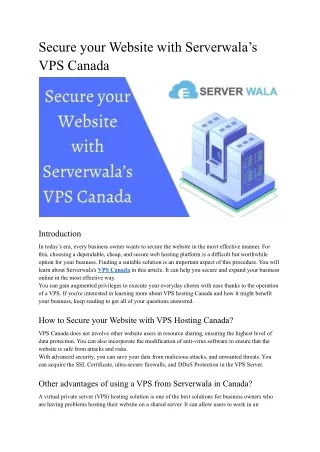 secure your website with serverwala s vps canada