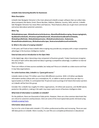 linkedin data extracting benefits for businesses