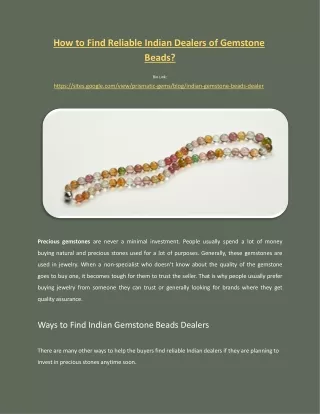 How to Find Reliable Indian Dealers of Gemstone Beads?
