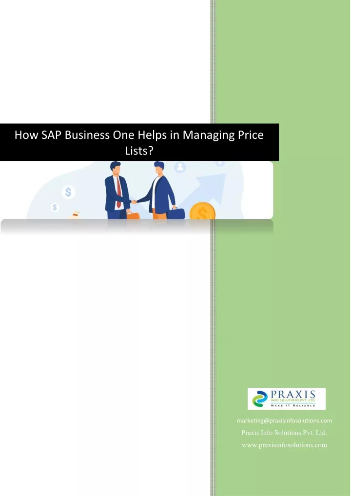 how sap business one helps in managing price lists