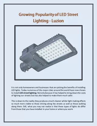 Growing Popularity of LED Street Lighting - Luzion