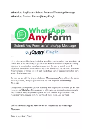 whatsapp business contact form plugin