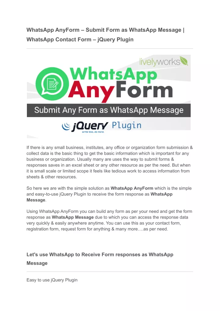 whatsapp anyform submit form as whatsapp message