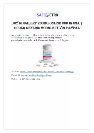 Buy Modalert 200mg Online COD in USA _ Order Generic Modalert via Paypal