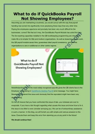 What to do if QuickBooks Payroll Not Showing Employees?
