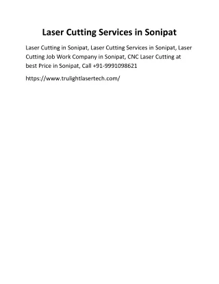 Laser Cutting Services in Sonipat