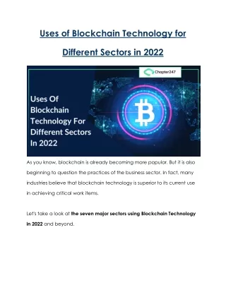 Uses of blockchain technology for different sectors in 2022