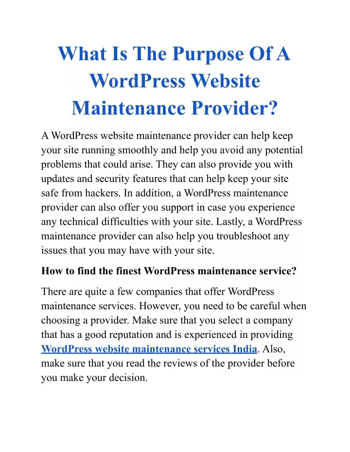 what is the purpose of a wordpress website