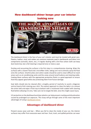 How dashboard shiner keeps your car interior looking new-guide-by-mafraindia