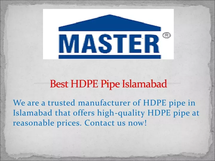 best hdpe pipe islamabad