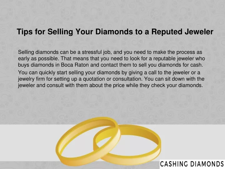 tips for selling your diamonds to a reputed jeweler
