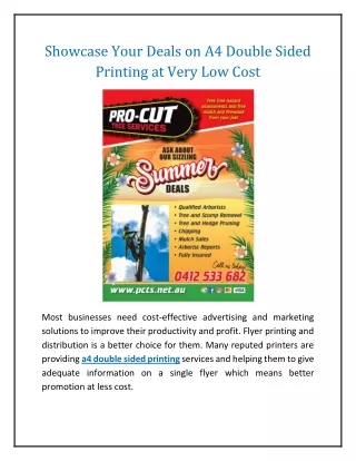 Showcase Your Deals on A4 Double Sided Printing at Very Low Cost
