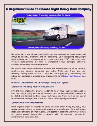 Heavy haul trucking companies in Iowa