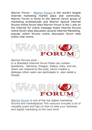 warrior forum warrior forum is the world