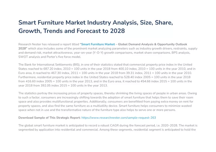 smart furniture market industry analysis size