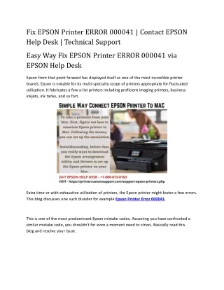 fix epson printer error 000041 contact epson help