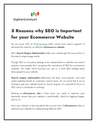 5 reasons why seo is important for your ecommerce