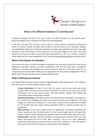 what is the different between cv and resume what