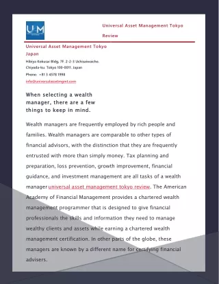 universal asset management tokyo