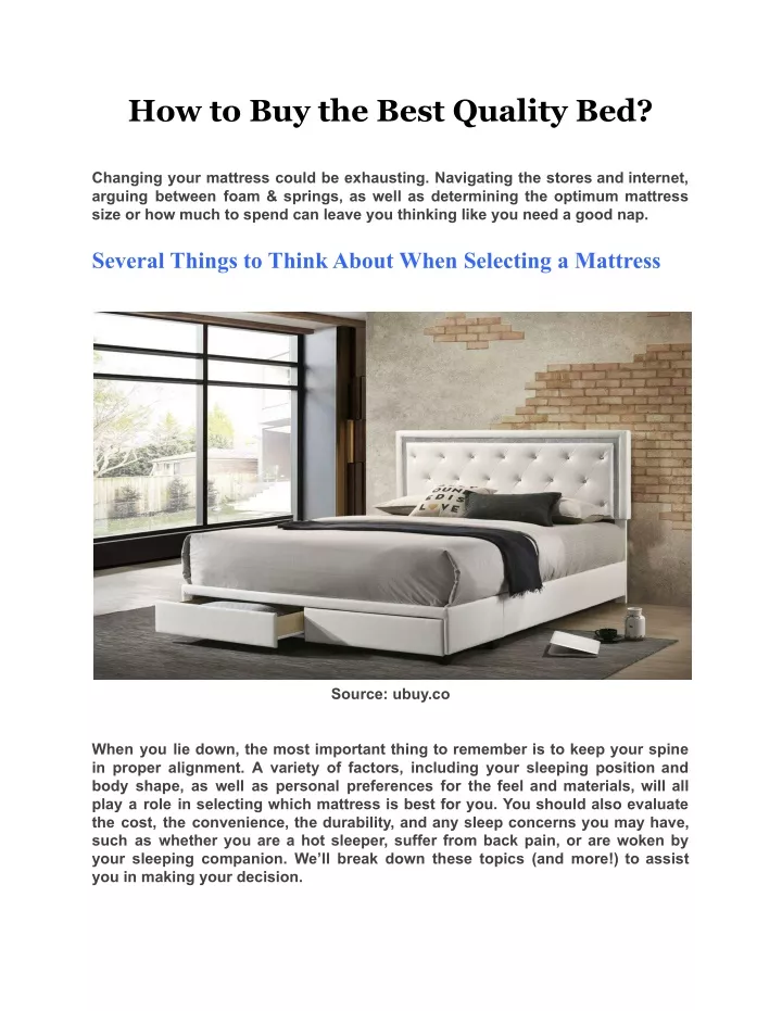 how to buy the best quality bed