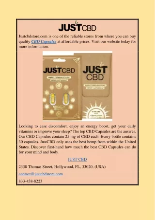 CBD Capsules | Justcbdstore.com