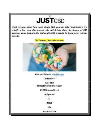 Cbd Dosage  Justcbdstore.com