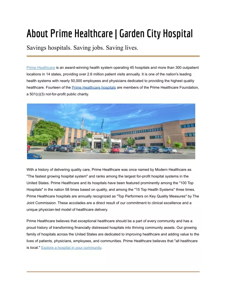 about prime healthcare garden city hospital