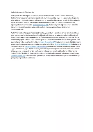 ayd n niversitesi y s hizmetleri