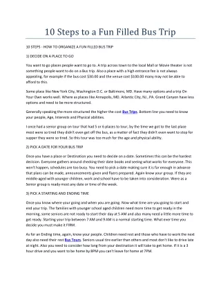 10 steps to a fun filled bus trip