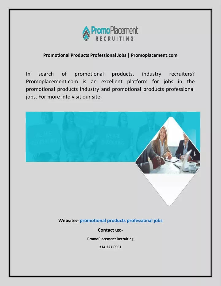 promotional products professional jobs