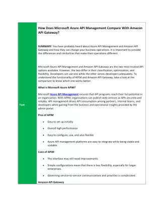 How Does Microsoft Azure API Management Compare With Amazon API Gateway