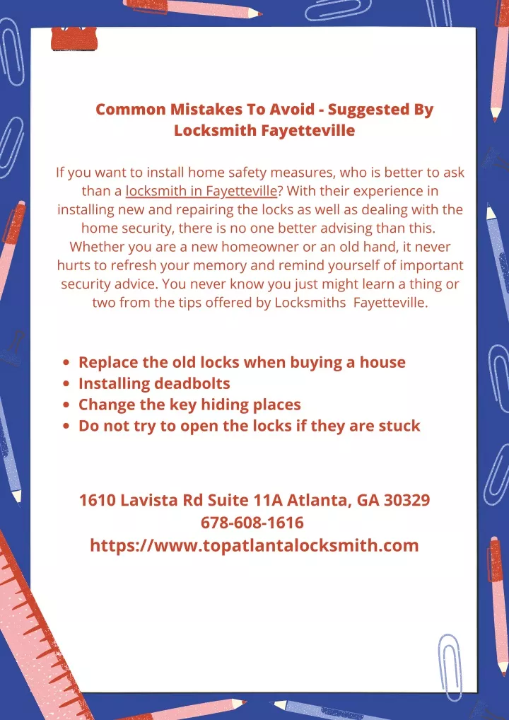 common mistakes to avoid suggested by locksmith