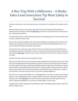 a bus trip with a difference a media sales lead