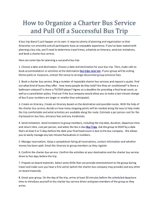 how to organize a charter bus service and pull