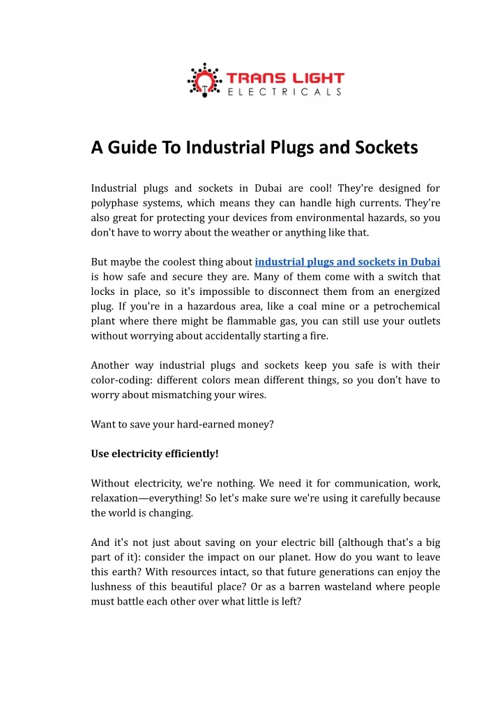 a guide to industrial plugs and sockets