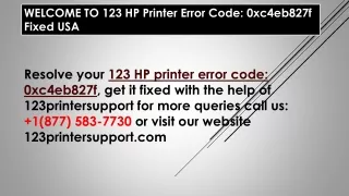 welcome to 123 hp printer error code 0xc4eb827f